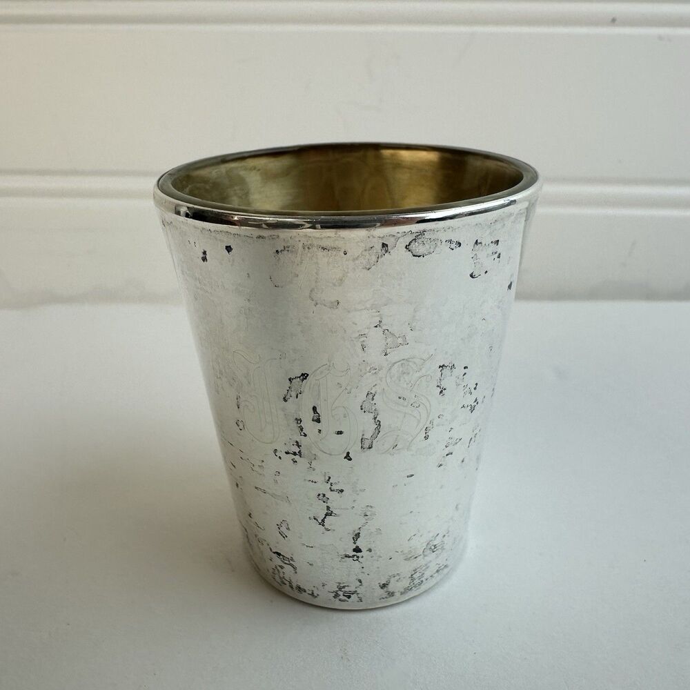 Reed & Barton Sterling Silver Shot Glass Lined Monogrammed Jigger Barware X77